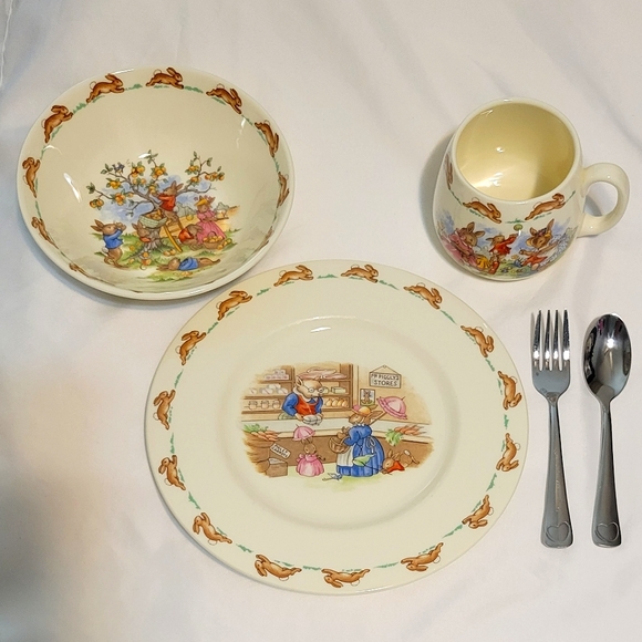 Vintage Royal Doulton Bunnykins Children's Dining Set of